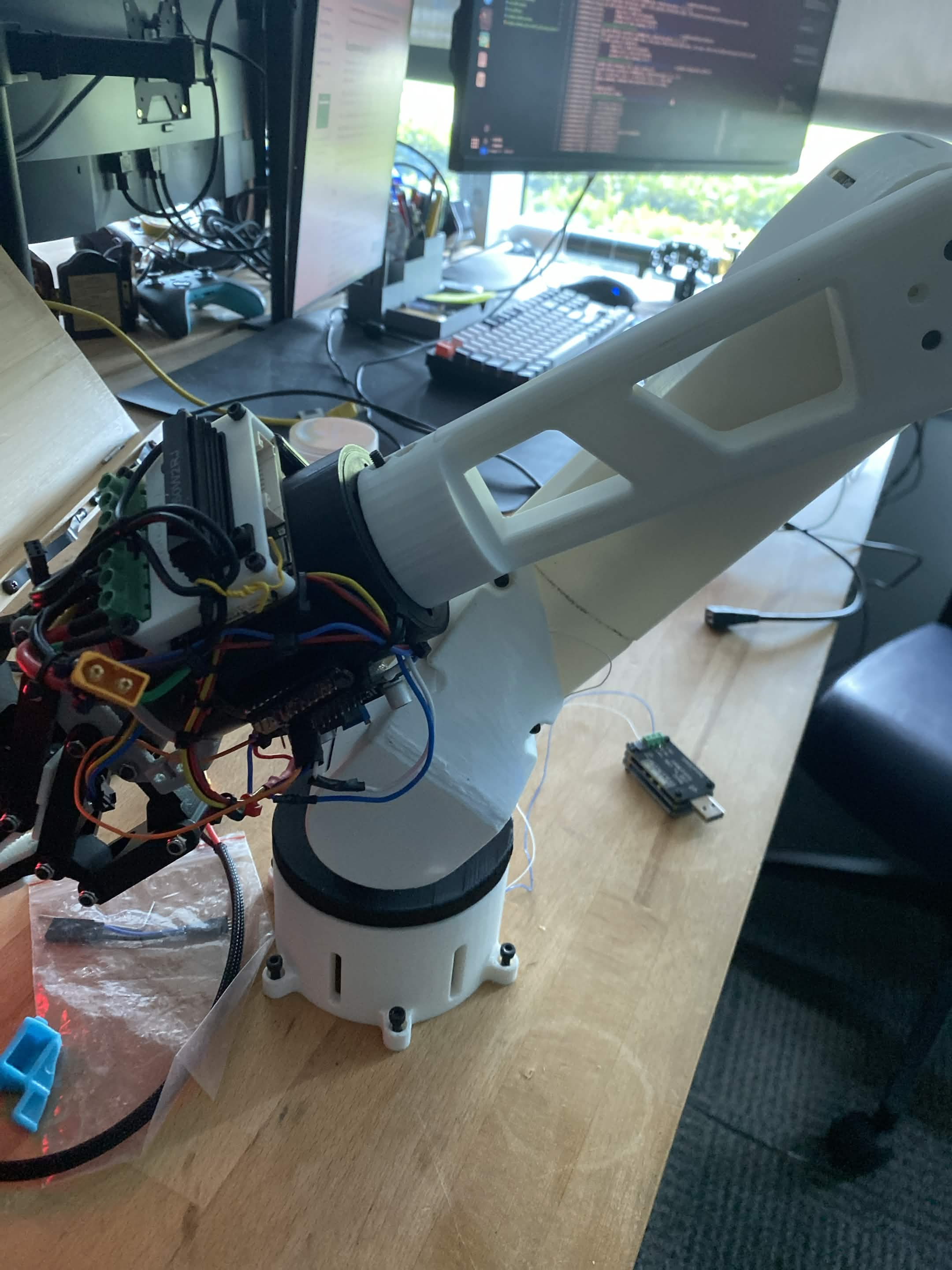 Mini OpenArm on a desk