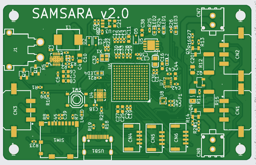 SAMSARA V2 board layout (Gerber render)